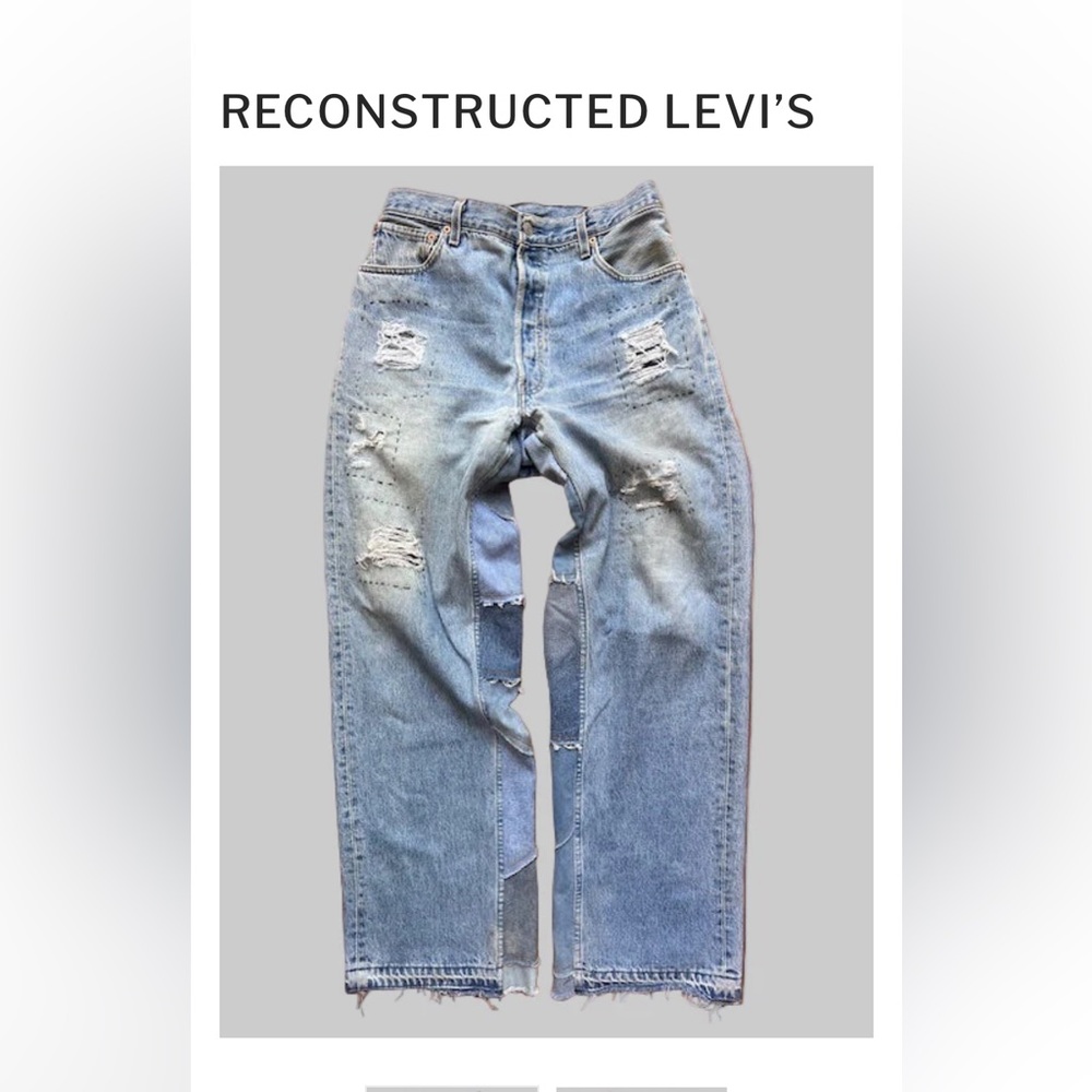 Women’s reconstructed Distressed Levi’s button fly Blue Jeans 27.